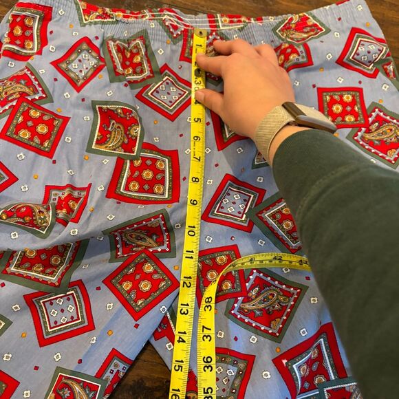 Vintage Medium Cotton Blend High Waist Novelty Bandana Print Statement Trousers - Picture 7 of 7